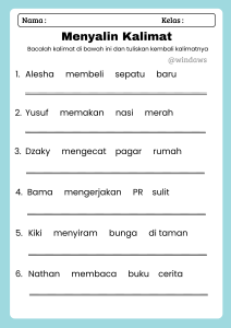 MENYALIN KALIMAT Materi membaca dan menulis Ide membaca Panduan membaca