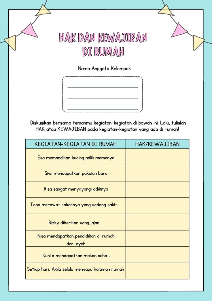HAK DAN KEWAJIBAN ANGGOTA KELUARGA WORKSHEET di 2025 Belajar HAK DAN KEWAJIBAN ANGGOTA KELUARGA WORKSHEET di 2025 Belajar